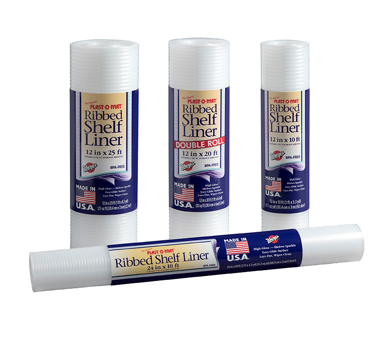 Plast-O-Mat Ribbed Nonadhesive White Shelf Liner