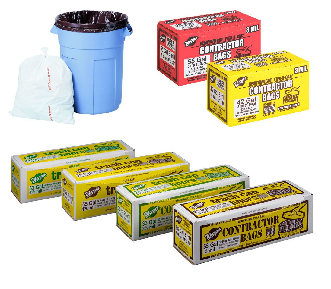 55 Gallons Plastic Trash Bags - 15 Count